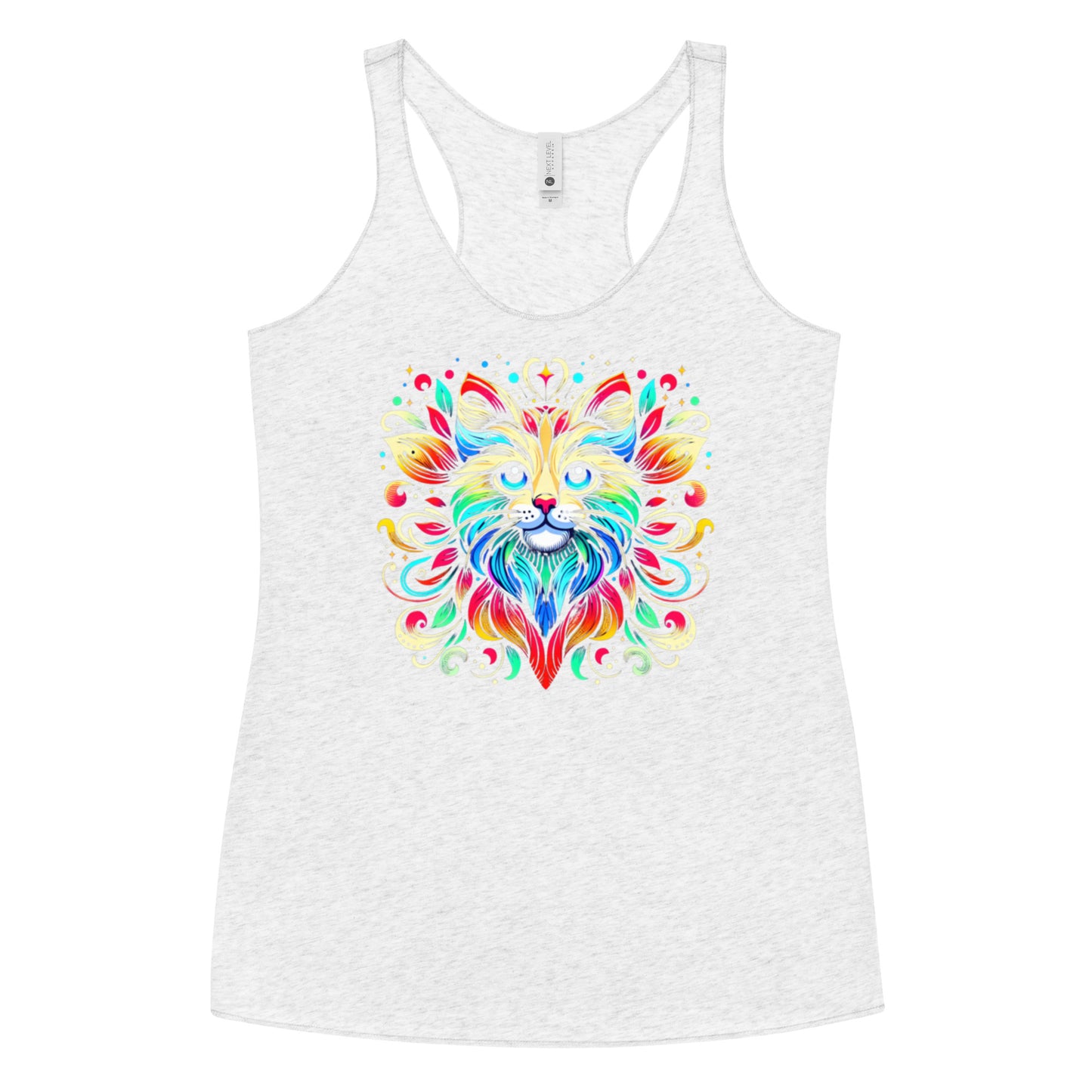 Women's Racerback Vibrant Cat Portrait Tank