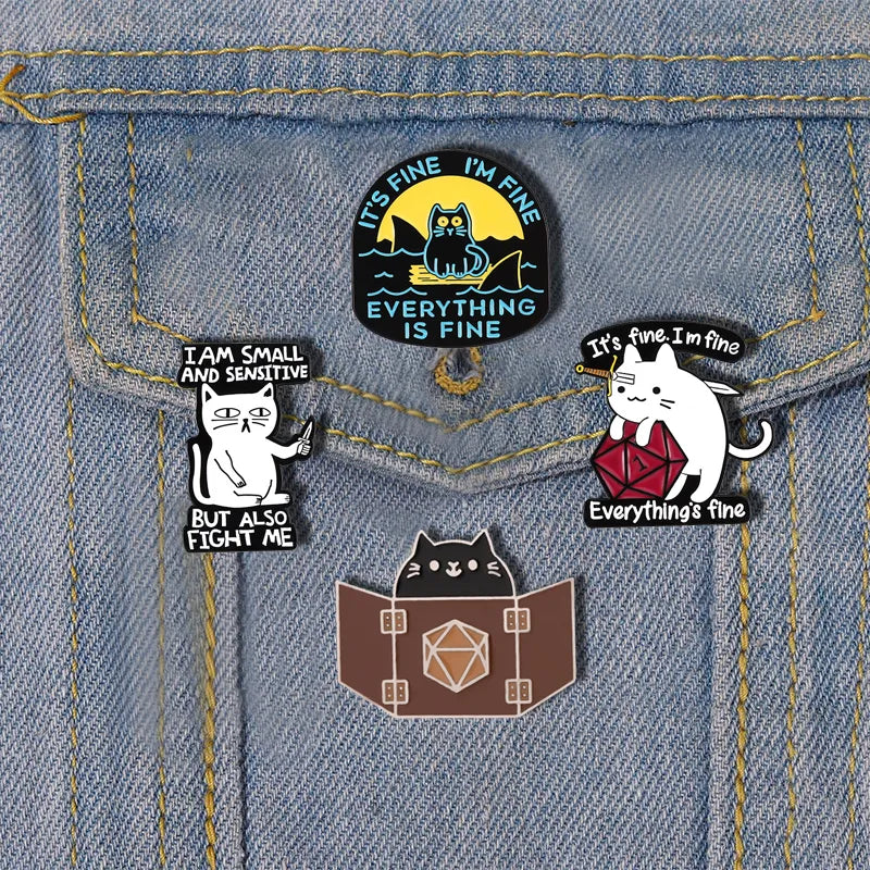 Fun Cat Pins - Standoff Kitty, I'm Fine, and More!