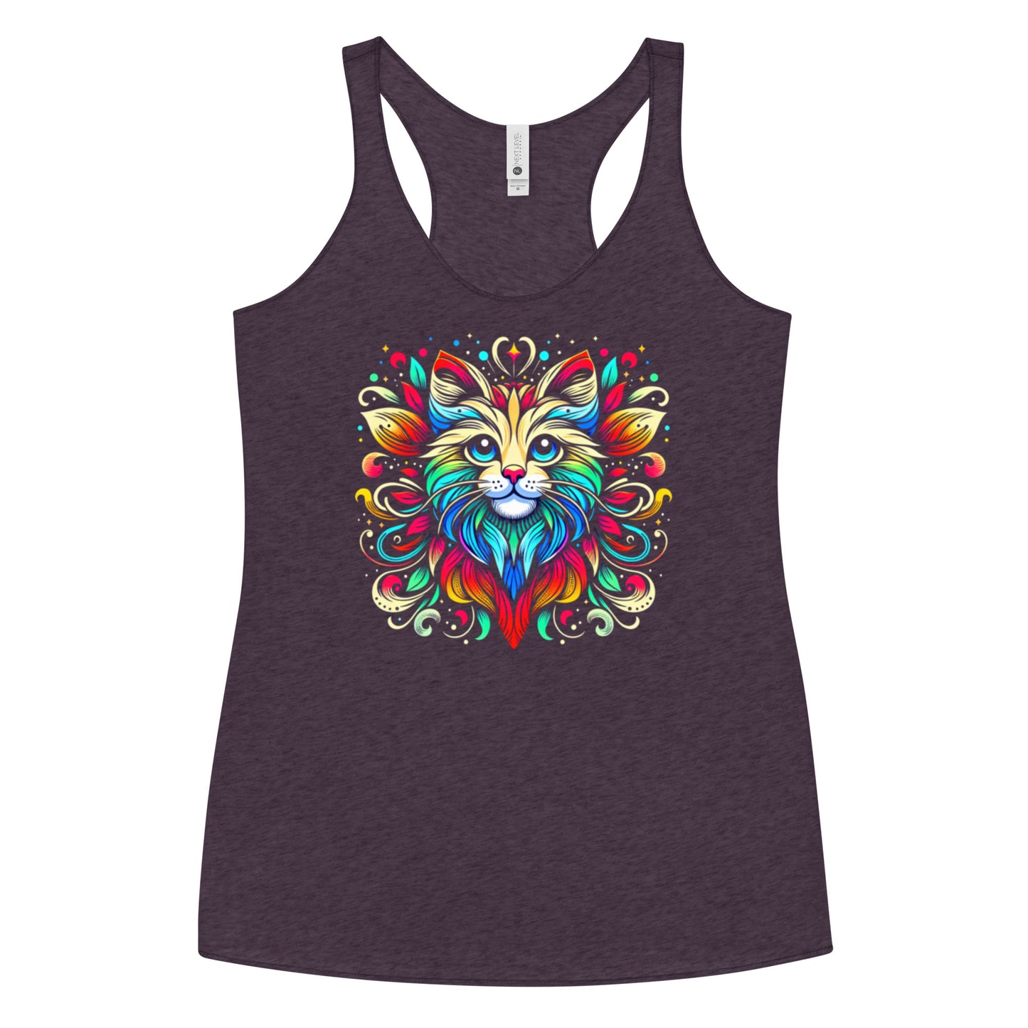 Women's Racerback Vibrant Cat Portrait Tank